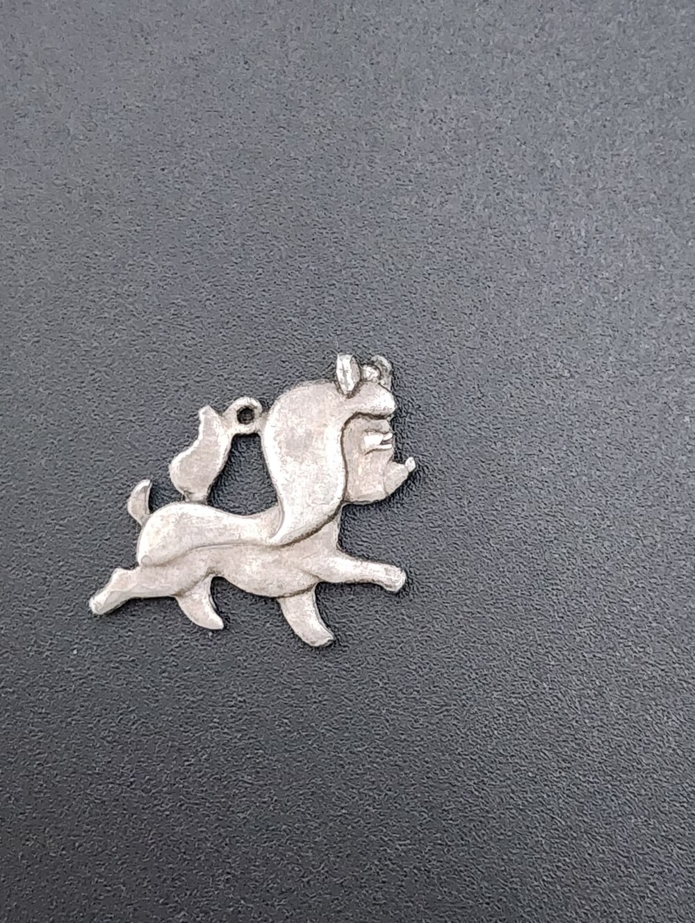 Vintage Silver Pewter Caricature Sassy Cute Dog Charm